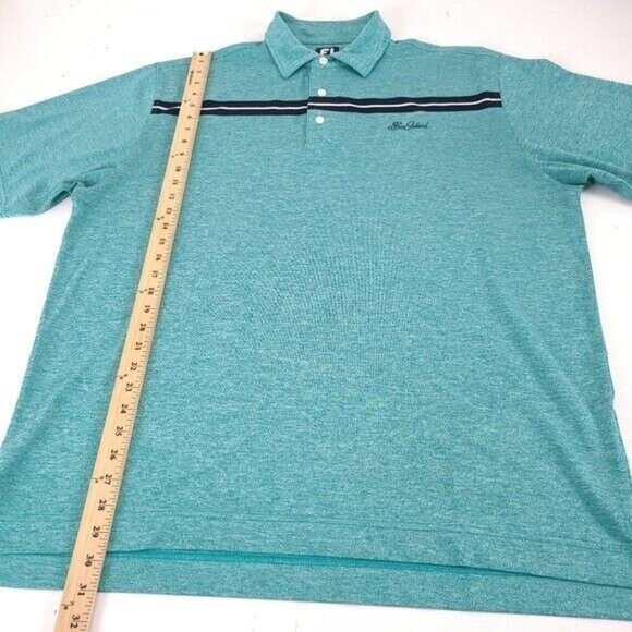 FootJoy Mens FJ Sea Island Golf Polo Shirt XL Green Black Stripe - Picture 5 of 9